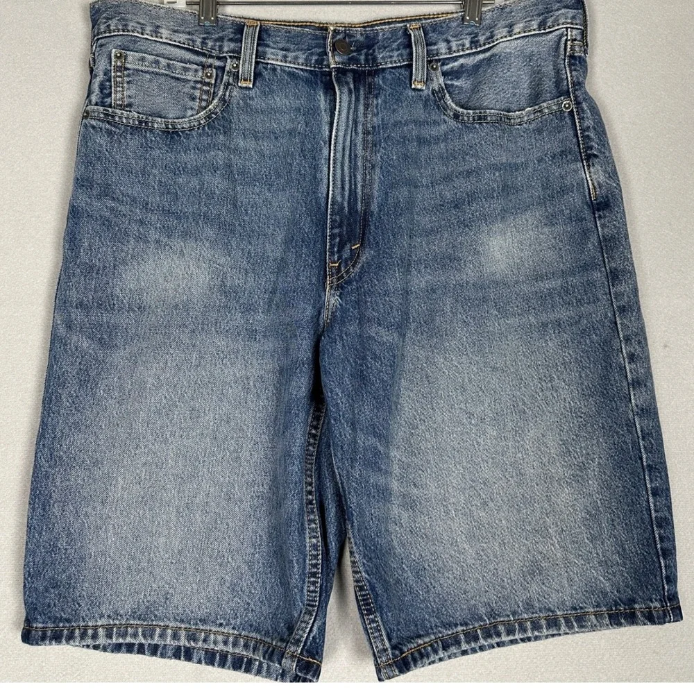 Levis 511 Shorts Mens 36 Blue Slim Fit Distressed Casual Red Tab Jorts Denim EUC